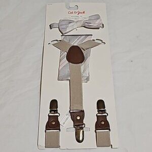 Cat & Jack Boys' Accessory Set Bow Tie, Suspenders & Pocket Square Set New